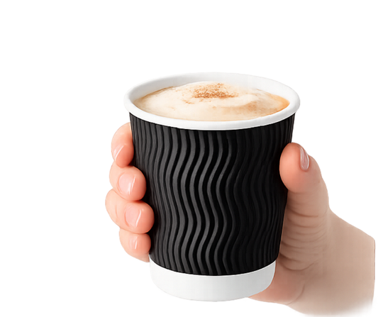 12oz Black Ripple Coffee Cups – Insulated Disposable Paper Cups