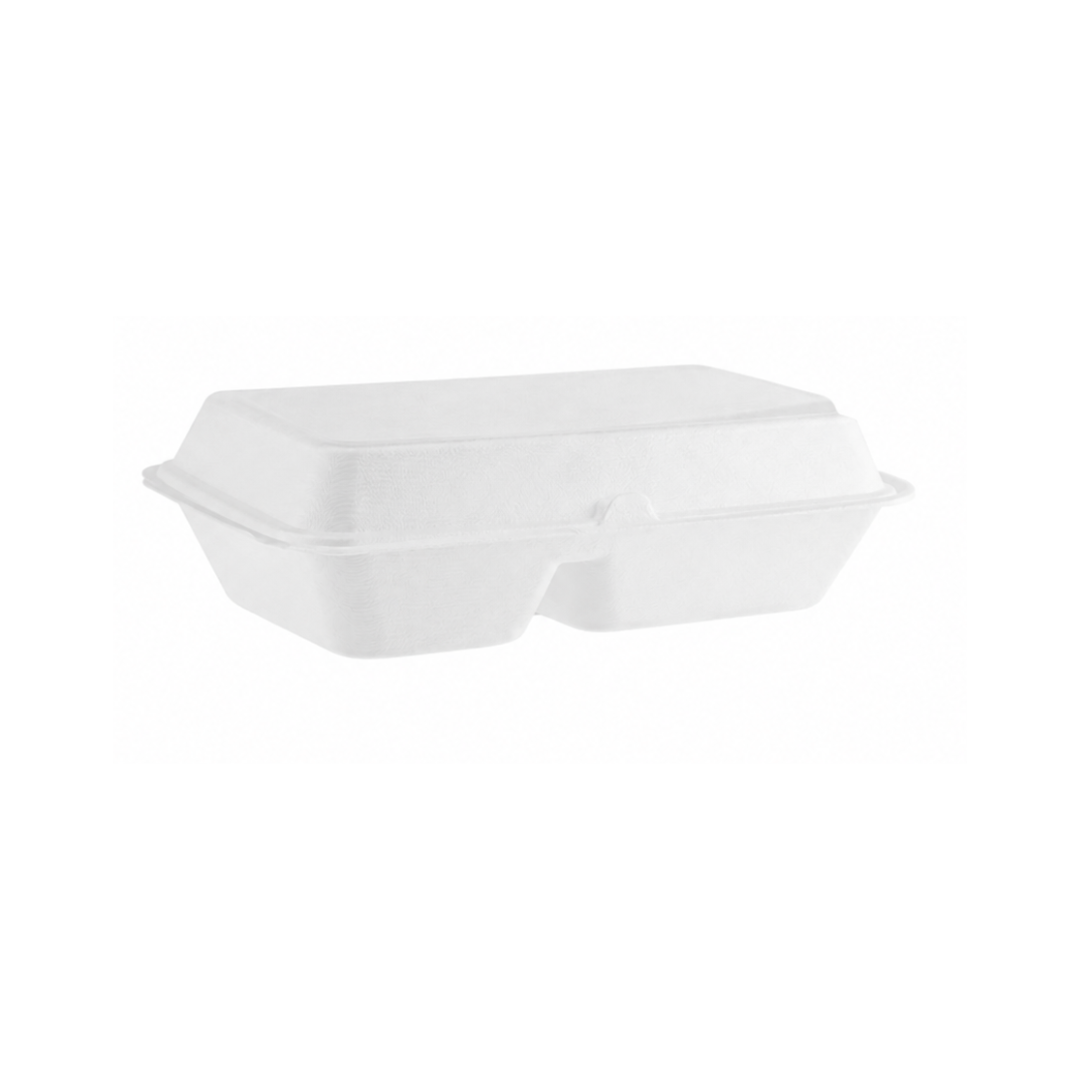 9" x 6″ Bagasse 2 Compartment Lunch Box