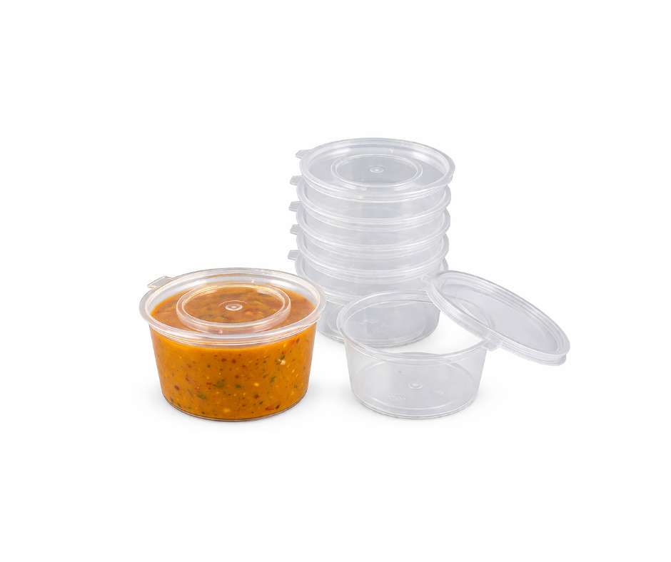 4oz Hinged Clear Sauce/Portion Pots