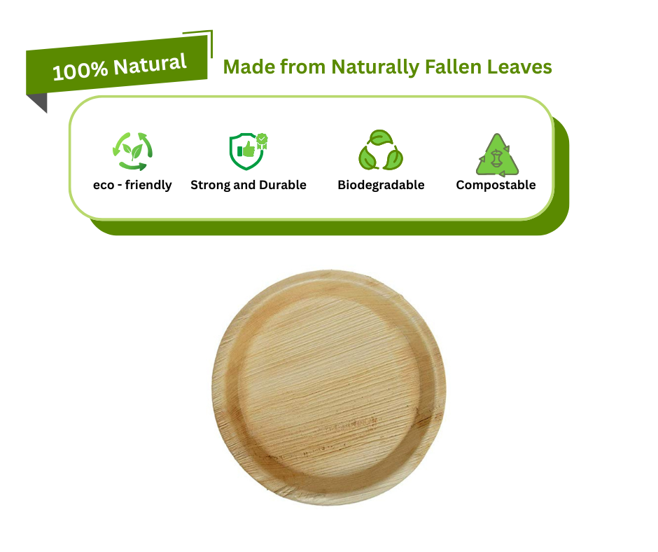 12″ (30 cm) Round Large Palm Leaf Plates – Compostable