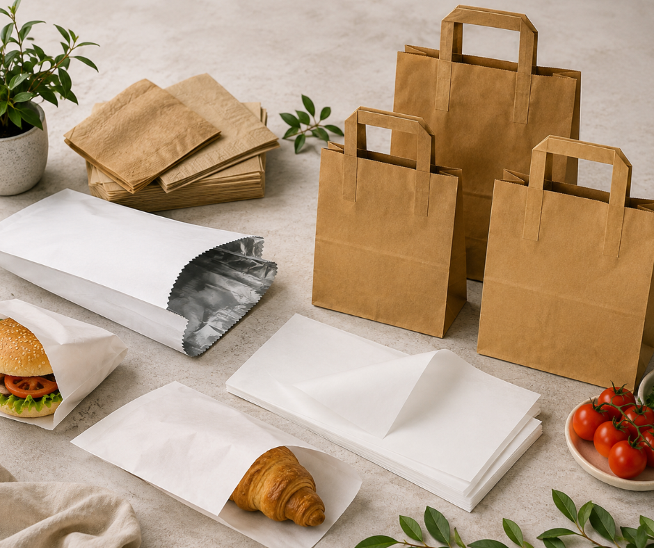 Kraft paper takeaway bags and food wrapping sheets