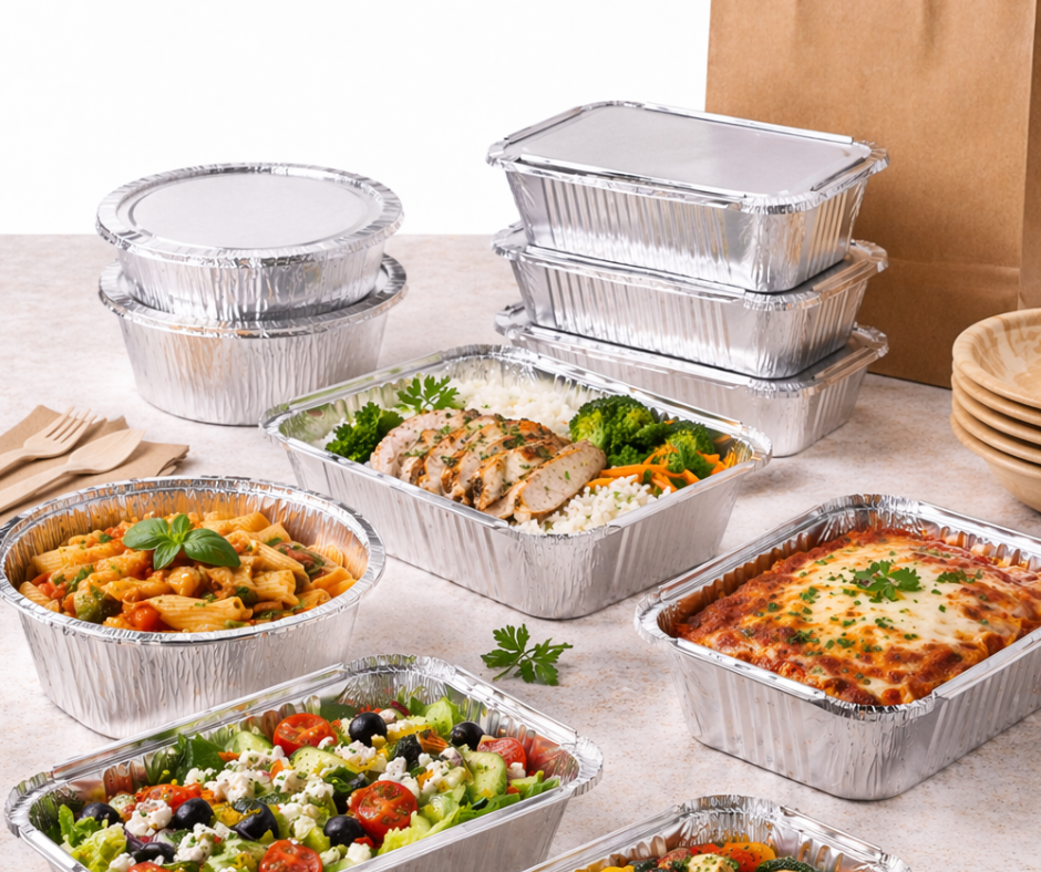 Aluminium foil food containers for takeaway and catering