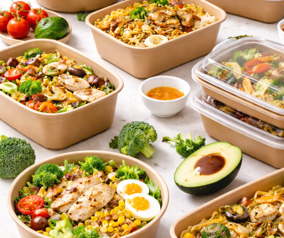 Kraft food containers and takeaway bowls for hot and cold food