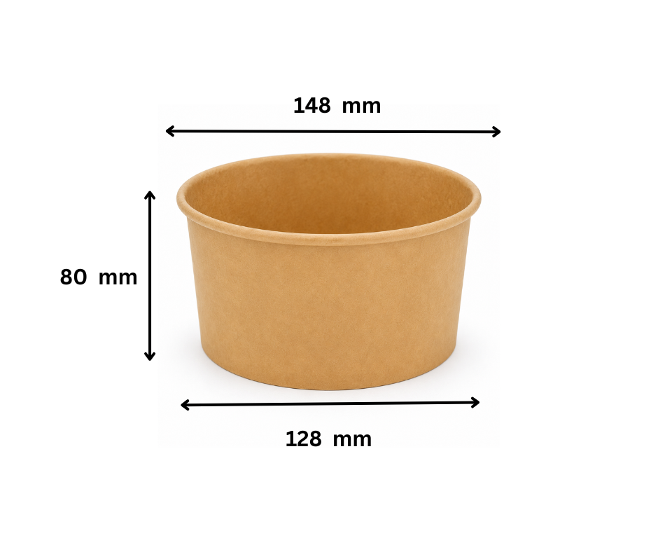 1000ml (32oz) Round Kraft Paper Bowls