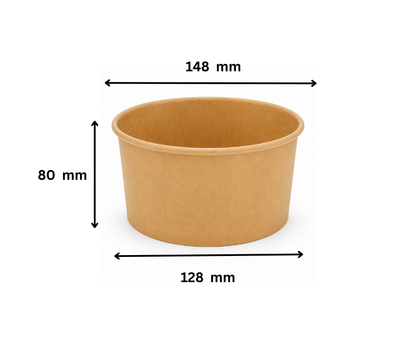 1000ml (32oz) Round Kraft Paper Bowls