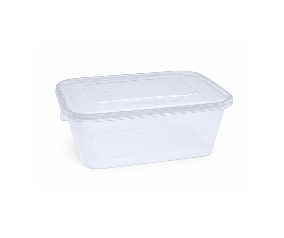 1000ml Clear Microwavable Container & Lid (250 PCS)