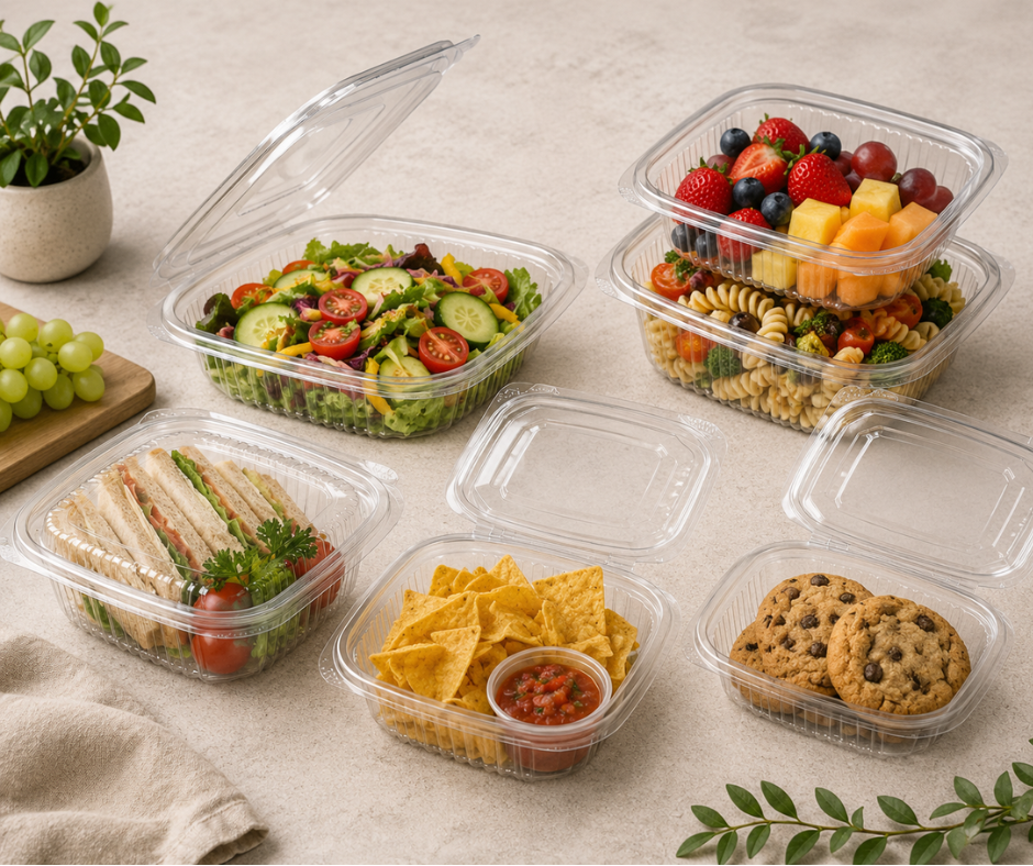 375ml Square Hinged Lid Salad Container
