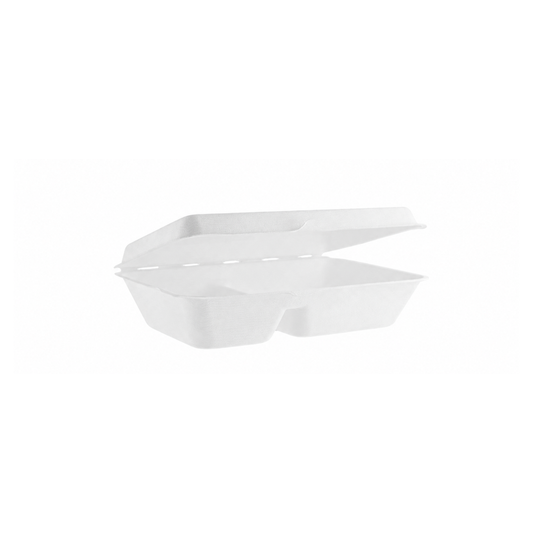 9" x 6″ Bagasse 2 Compartment Lunch Box