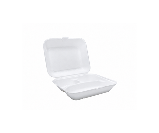 9" Bagasse Meal Box 3 Compartment