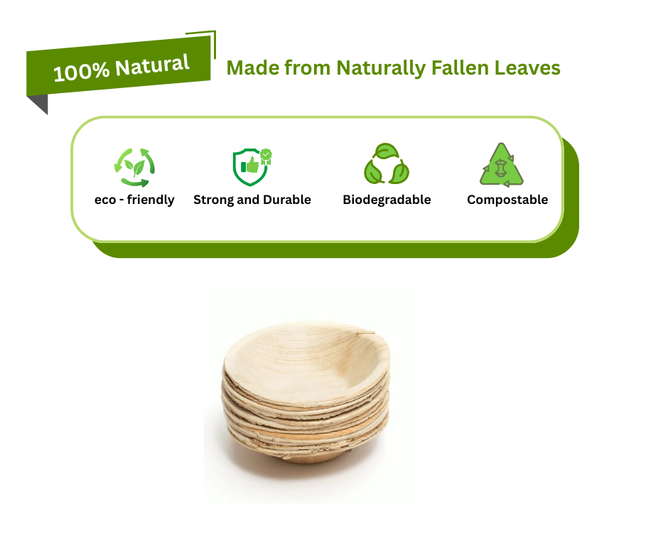 4″ Round Palm Leaf Bowls