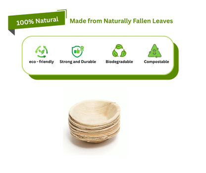 4″ Round Palm Leaf Bowls