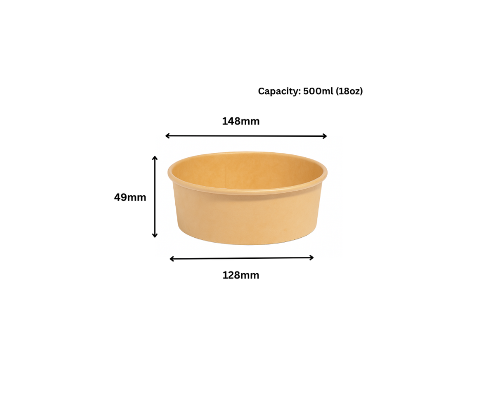 500ml kraft takeaway bowl filled with fresh salad