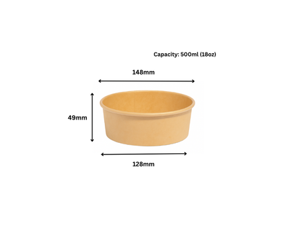 500ml kraft takeaway bowl filled with fresh salad