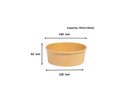 750ml kraft paper takeaway bowl filled with fresh salad