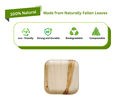 8" (20 cm) Square Palm Leaf Plates | Eco Disposable Plates UK