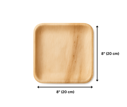 8" (20 cm) Square Palm Leaf Plates | Eco Disposable Plates UK