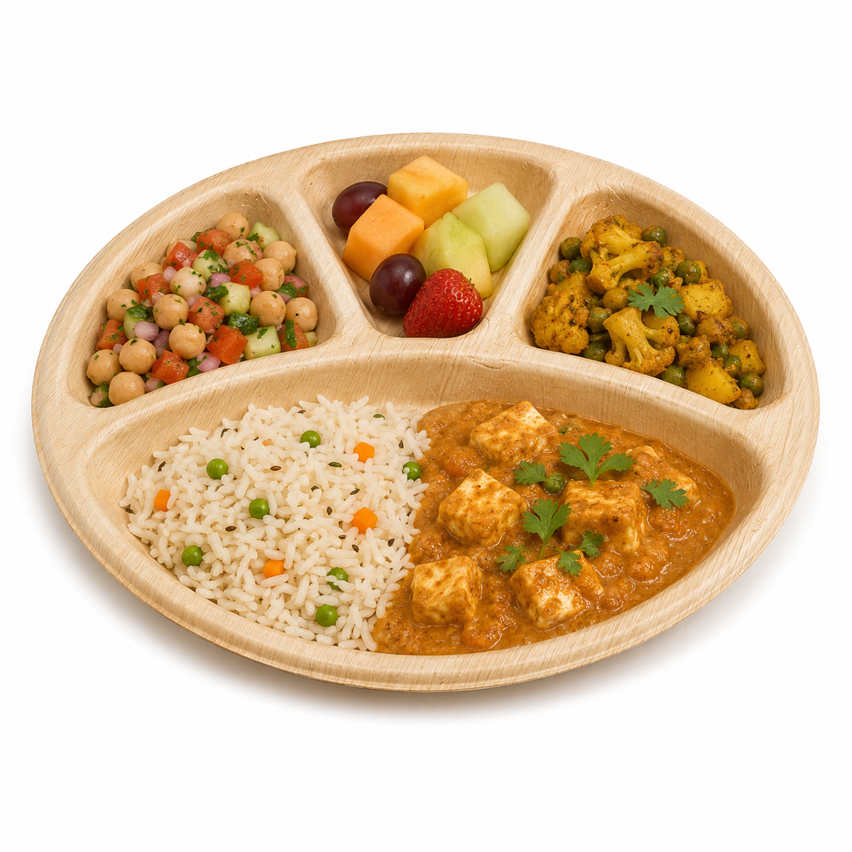 12″ (30 cm) 4 Compartment Palm Leaf Plates – Compostable