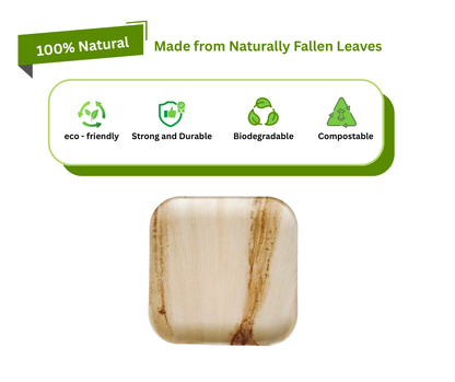 10″ (25 cm) Compostable Palm Leaf Square Plates