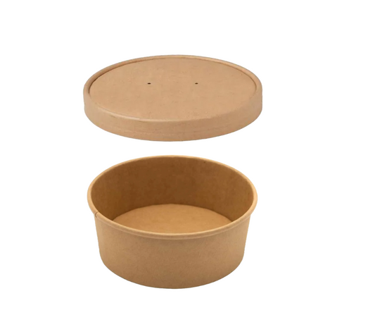 Kraft Paper Lids for 500ml, 750ml & 1000ml Round Food Bowls
