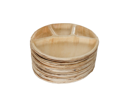 12″ (30 cm) 4 Compartment Palm Leaf Plates – Compostable