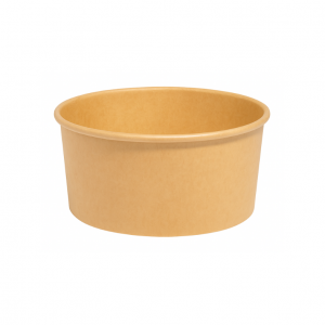 1000ml round Kraft paper bowl filled with fresh salad, perfect for eco-friendly food service