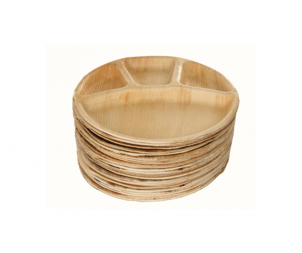 12″ (30 cm) 4 Compartment Palm Leaf Plates – Compostable