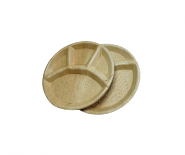 12″ (30 cm) 4 Compartment Palm Leaf Plates – Compostable