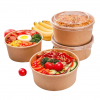 Kraft Food Bowl Clear PP Lid Fits - 500/750/1000ml