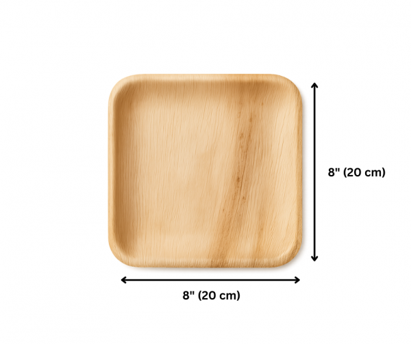 8" (20 cm) Square Palm Leaf Plates | Eco Disposable Plates UK