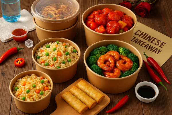 round Kraft paper bowl filled with fresh salad, perfect for eco-friendly food service