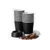 12oz Black Ripple Coffee Cups – Insulated Disposable Paper Cups