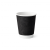 12oz Black Ripple Coffee Cups – Insulated Disposable Paper Cups