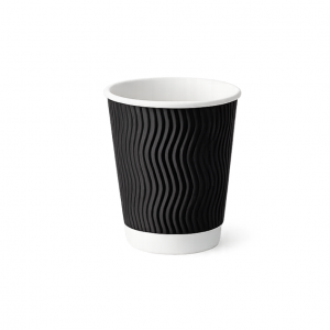 12 oz Black Ripple 12oz Black Ripple Coffee Cups – Insulated Disposable Paper Cups