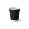 8oz Black Ripple Paper Cups (225ml) – Insulated Disposable Coffee Cups