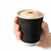 8oz Black Ripple Paper Cups (225ml) – Insulated Disposable Coffee Cups