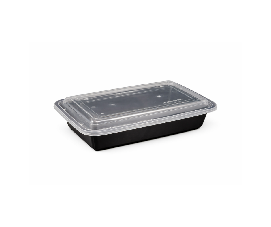 32oz Rectangular Black Plastic Container and Clear Lid 32oz Rectangular Black Plastic Container and Clear Lid