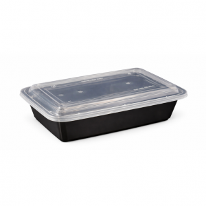 38oz Rectangular Black Plastic Container and Clear Lid 38oz Rectangular Black Plastic Container and Clear Lid